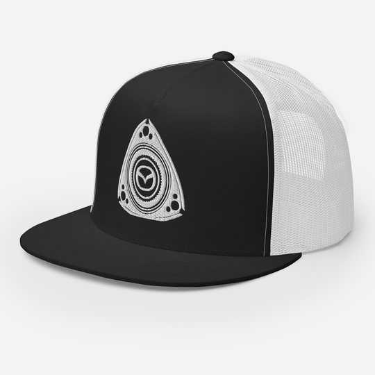 White  Rotary Trucker Cap