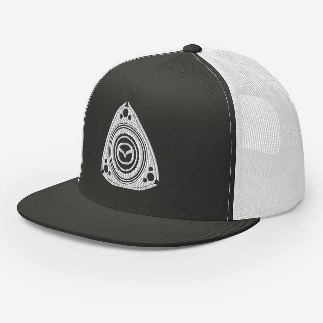 White  Rotary Trucker Cap