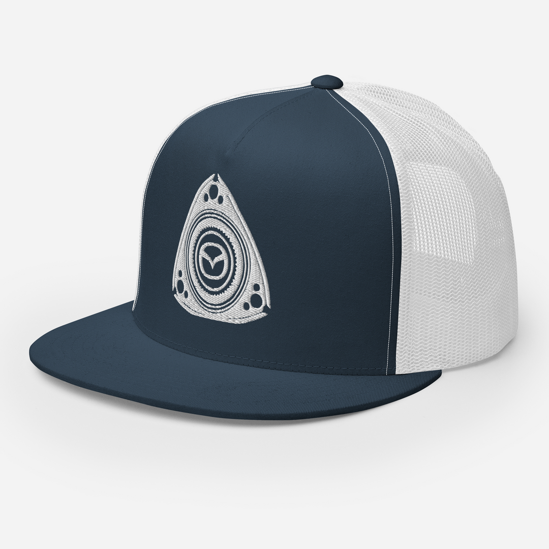 White  Rotary Trucker Cap